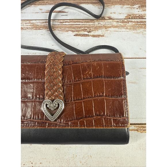 Brighton Burgundy Crocodile Embossed Leather Crossbody Bag — 7 x 5 - Picture 3 of 8